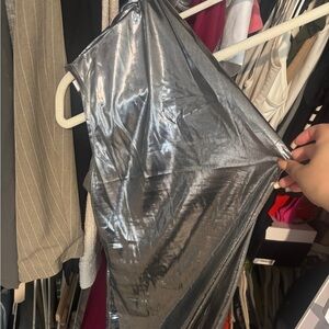 Silver Metallic One-Shoulder Dress